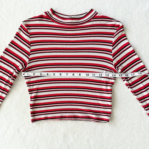 ASOS Striped Crop Top Red Black White - Size 4 (Small) - Picture 5 of 7